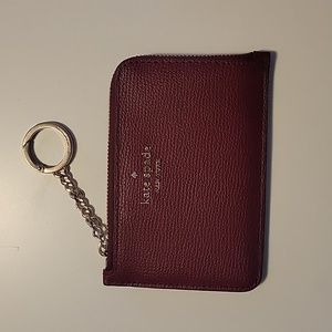 Kate Spade Medium Lzip Darcy Keychain Cardholder Wine Red